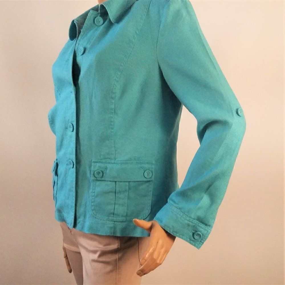 Turquoise Blue Linen Jacket Charter Club - Picture 6 of 10
